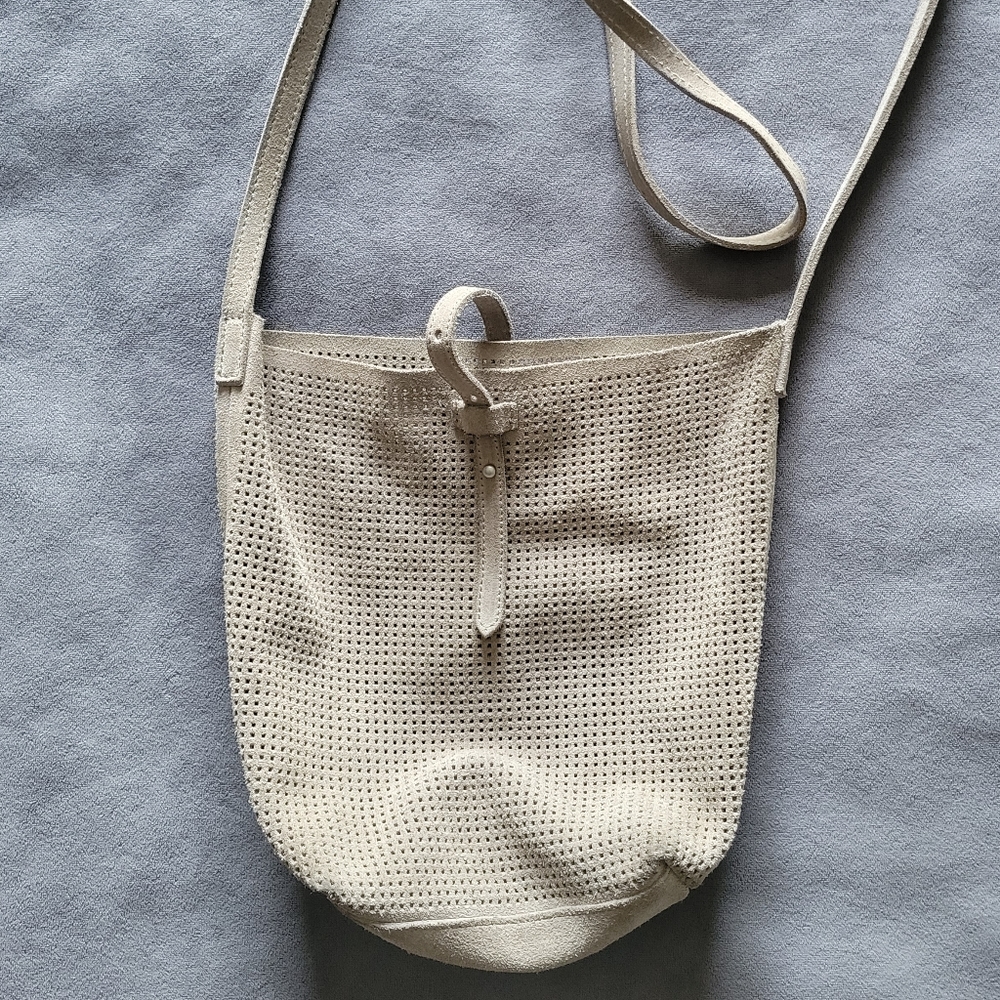 anthropologie 100% cow suede crossbody purse